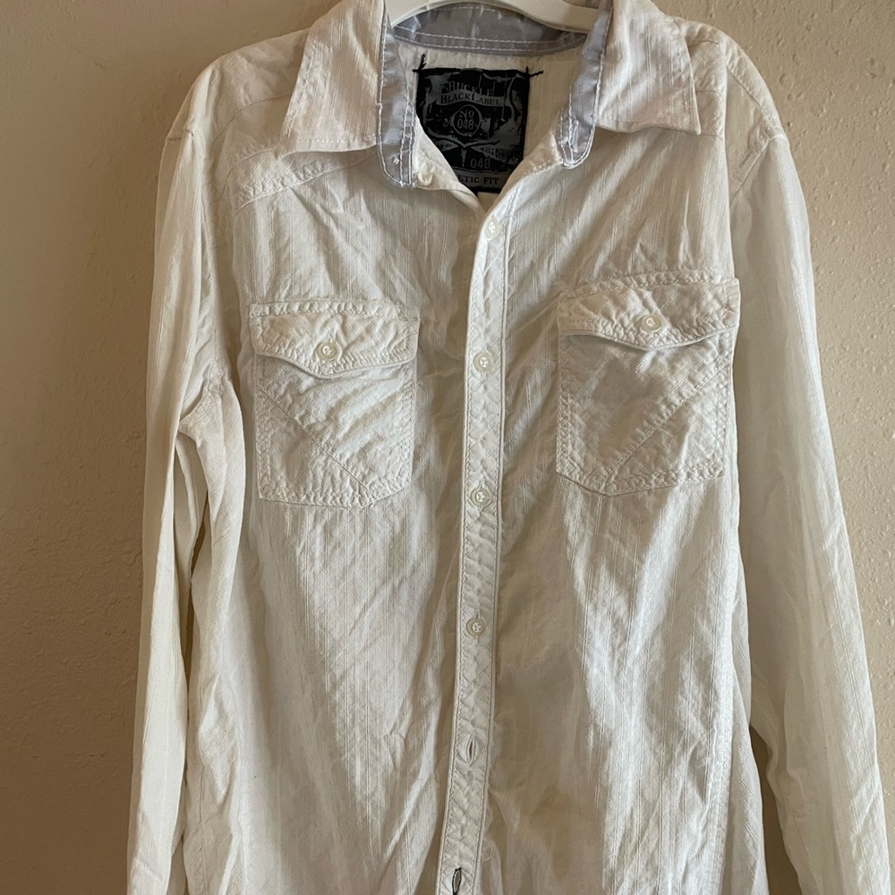 Buckle Black. White Button Up size small.